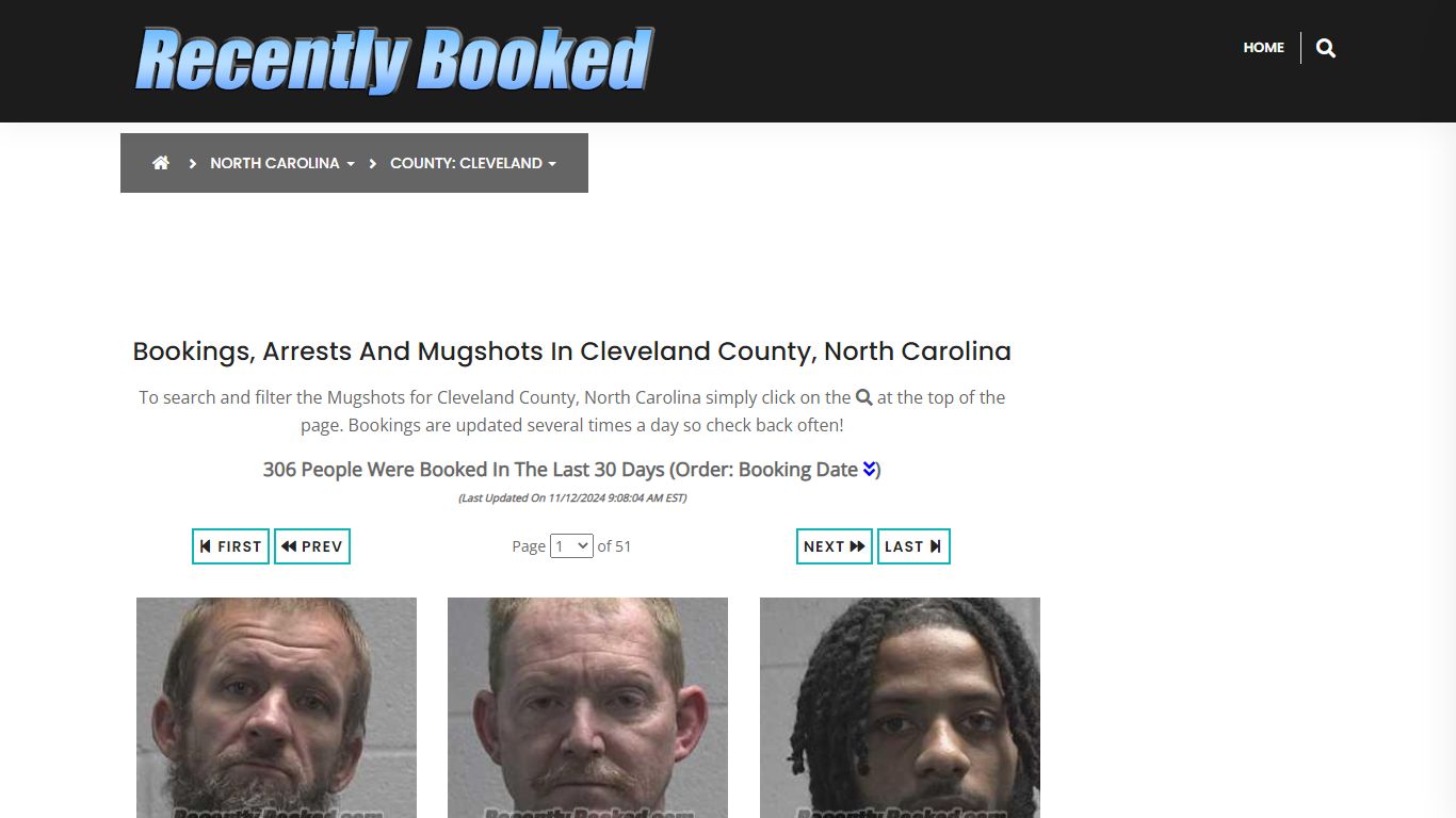 Bookings, Arrests and Mugshots in Cleveland County, North Carolina