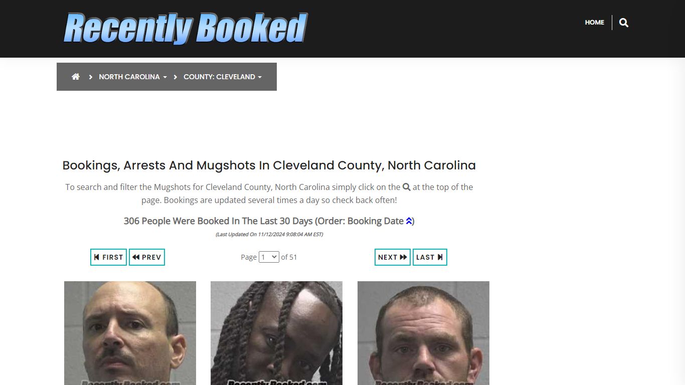 Bookings, Arrests and Mugshots in Cleveland County, North Carolina