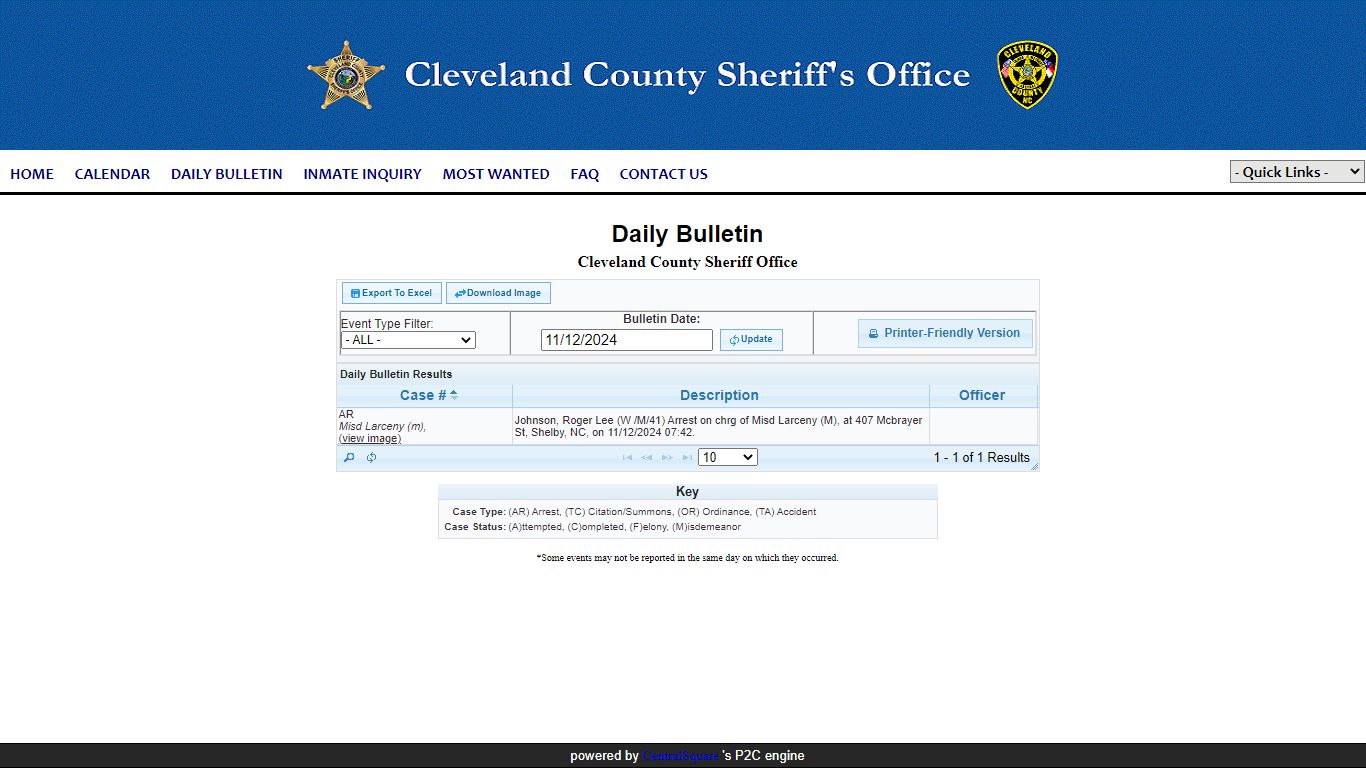 Cleveland County Sheriff Office P2C - 74.218.167.200